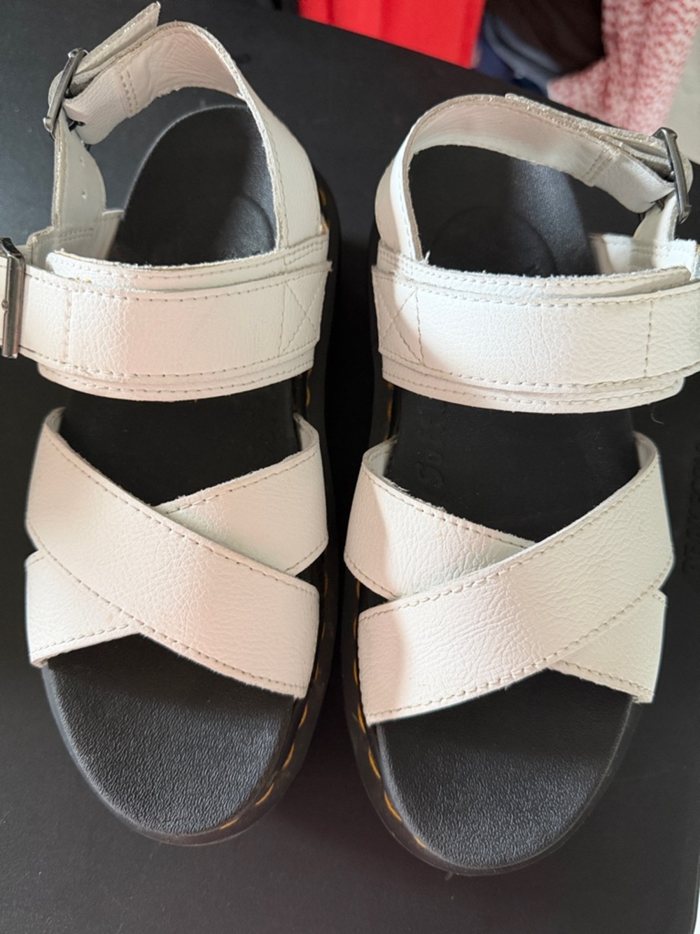 Women’s White Leather Strappy Platform Sandals Voss ll Quad size 6